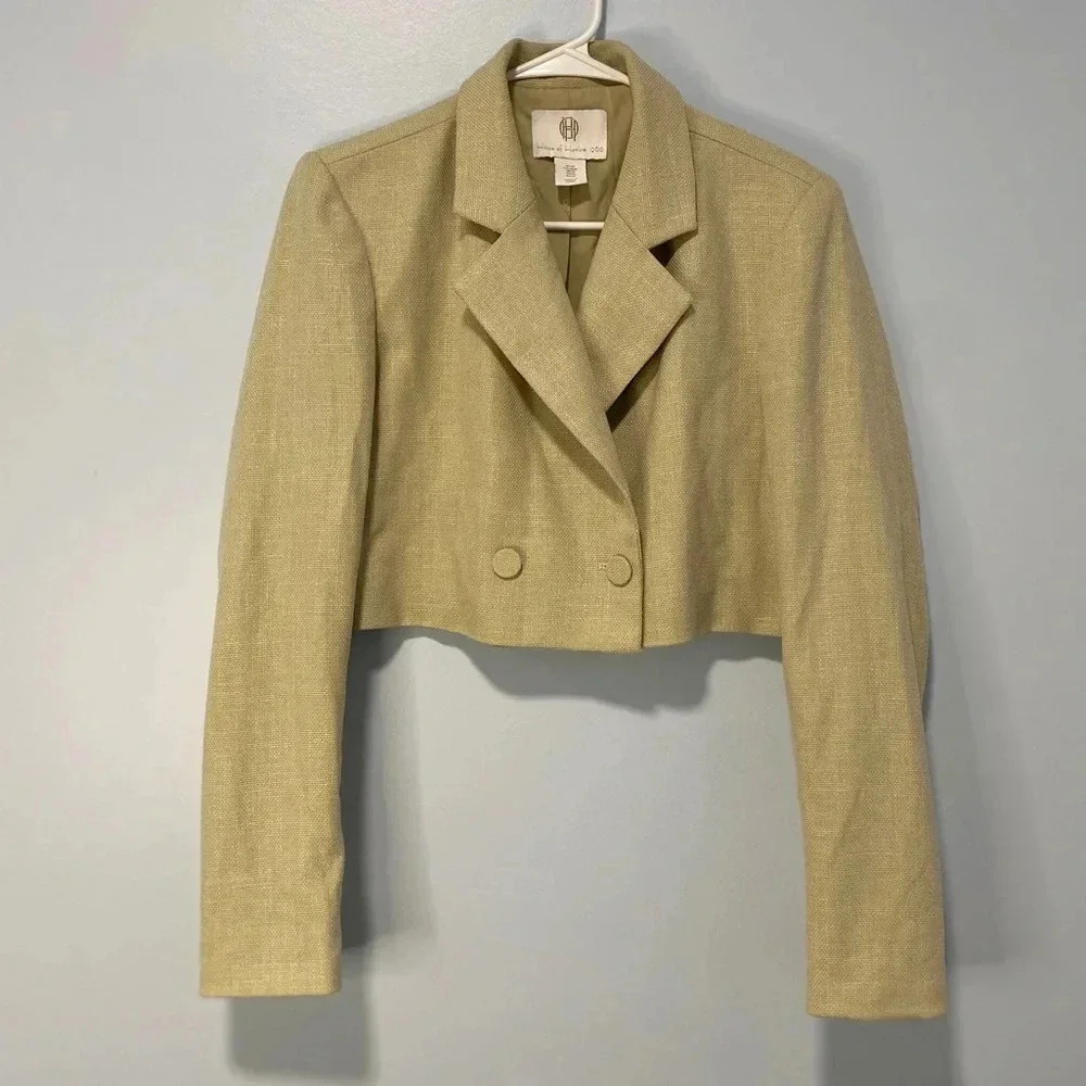 House Of Harlow 1960 Sage Green Tweed Cropped Blazer Size‎ Medium M